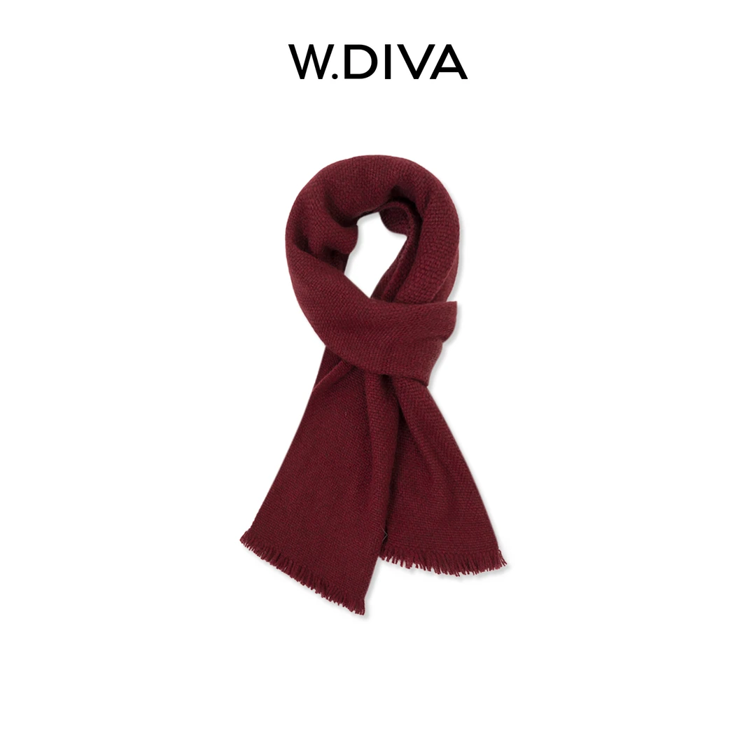 W.Diva【隅光】100羊绒席纹编织围巾百搭休闲纯色针织围巾53J212988