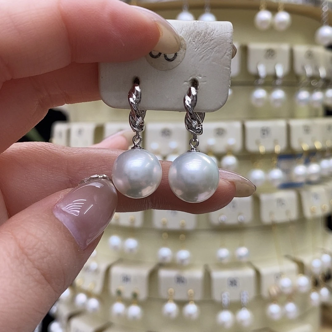银S925镶嵌淡水珍珠耳饰
