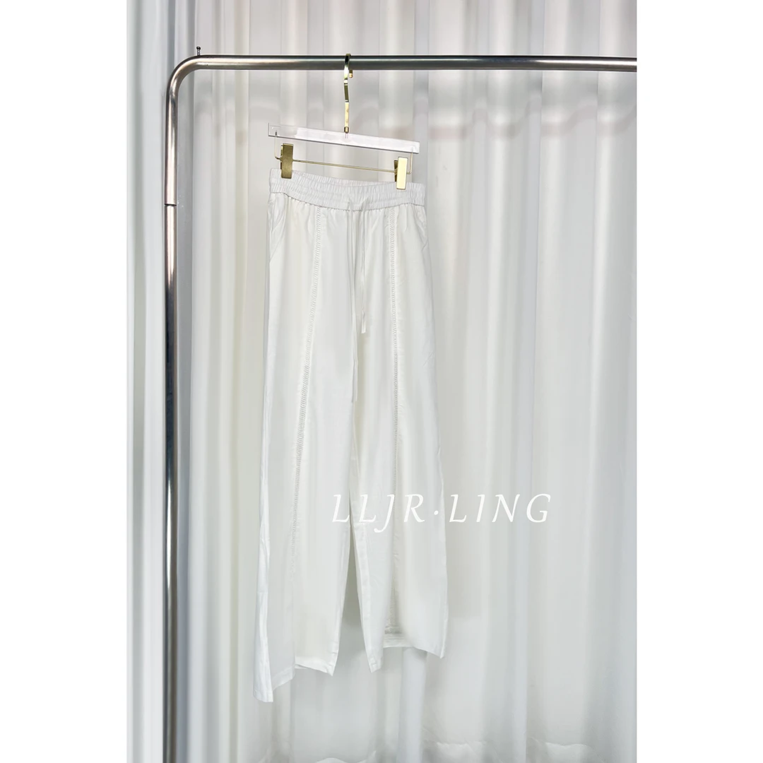 【将军工厂店】高级风宽松夏季高腰蕾丝镂空显瘦设计感裤子251413