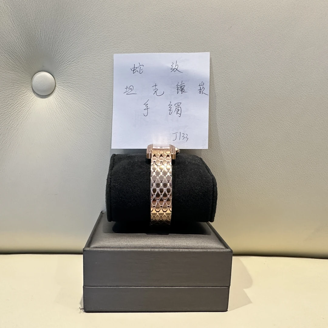 钛钢合成锆石手镯 蛇纹坦克镶嵌手镯  ZF-J133/X