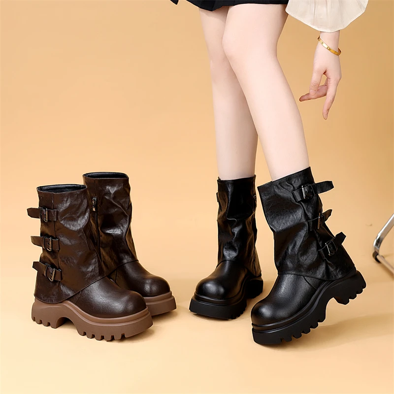 酷帅马丁靴英伦风女2025年秋冬季新款堆堆靴百搭短靴防滑加绒棉靴