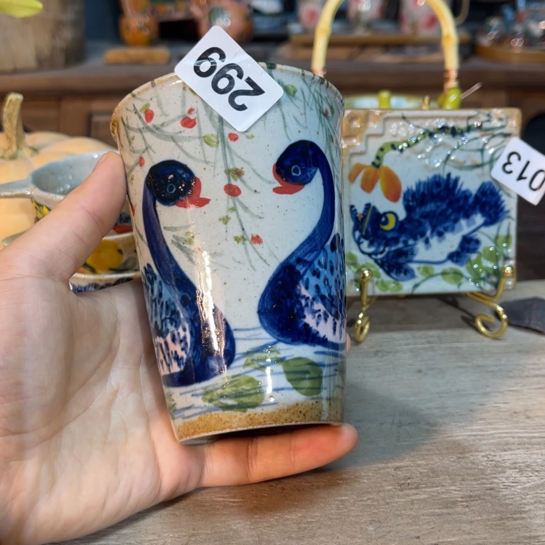 壶素浅陶瓷手工手绘