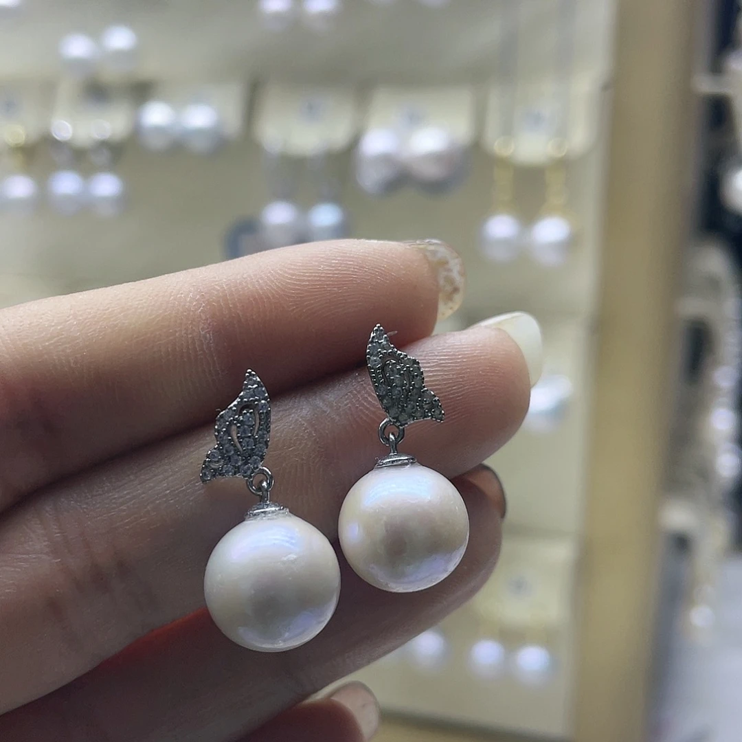 淡水珍珠耳饰银S925镶嵌