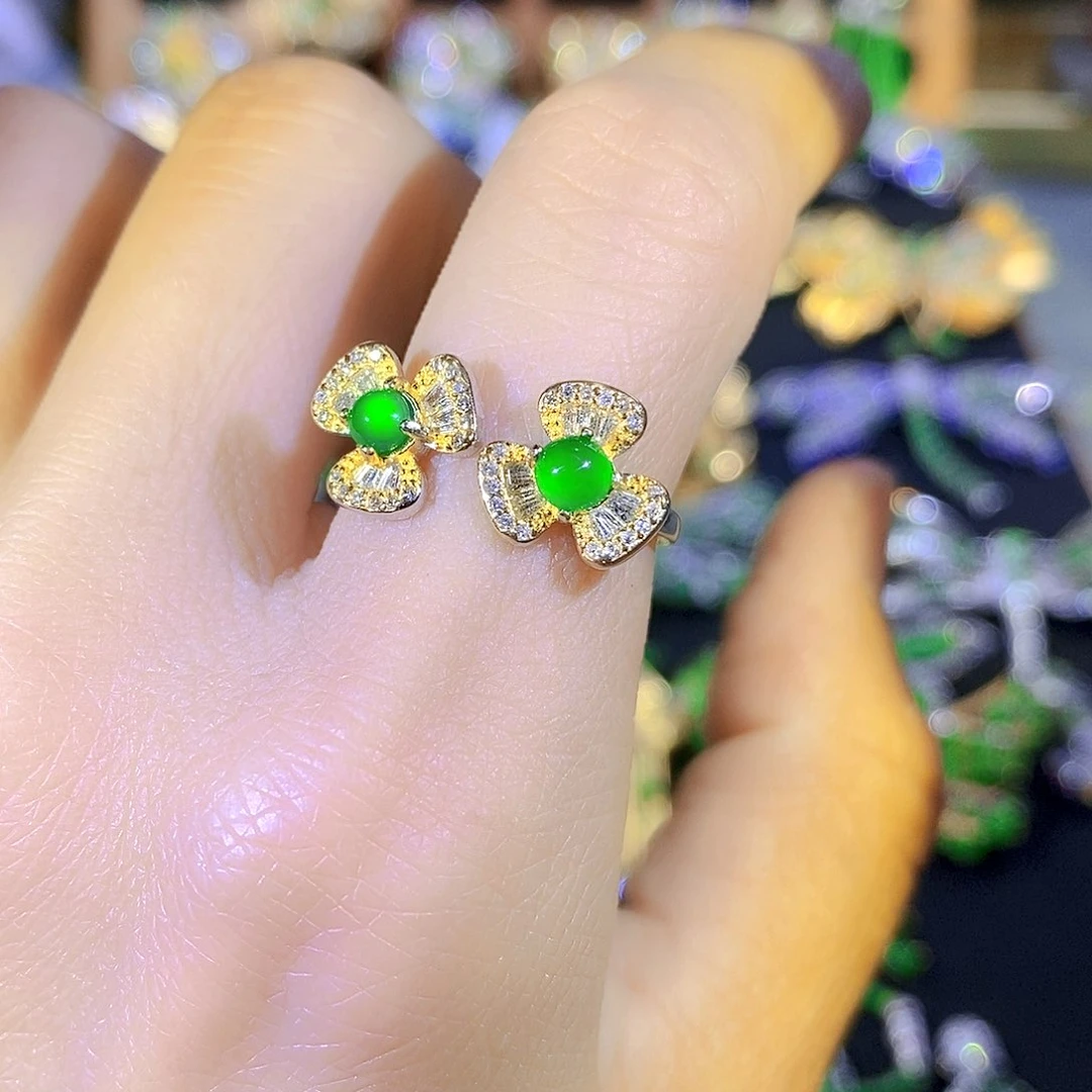 吊坠(不含链)银S925镶嵌翡翠