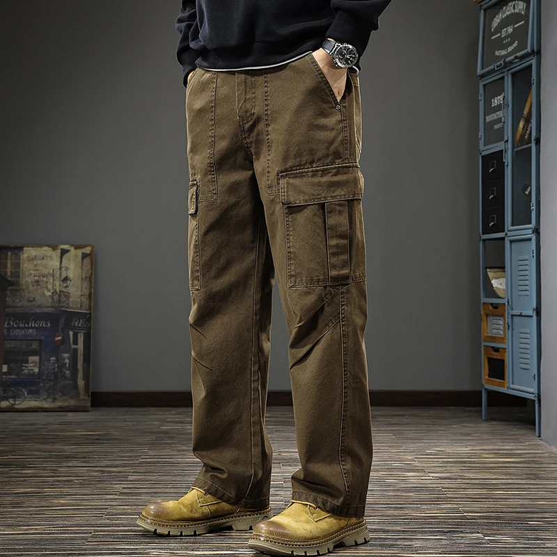 MR.MUDI/穆迪先生美式复古纯棉做旧直筒休闲裤男秋季新款潮牌工装