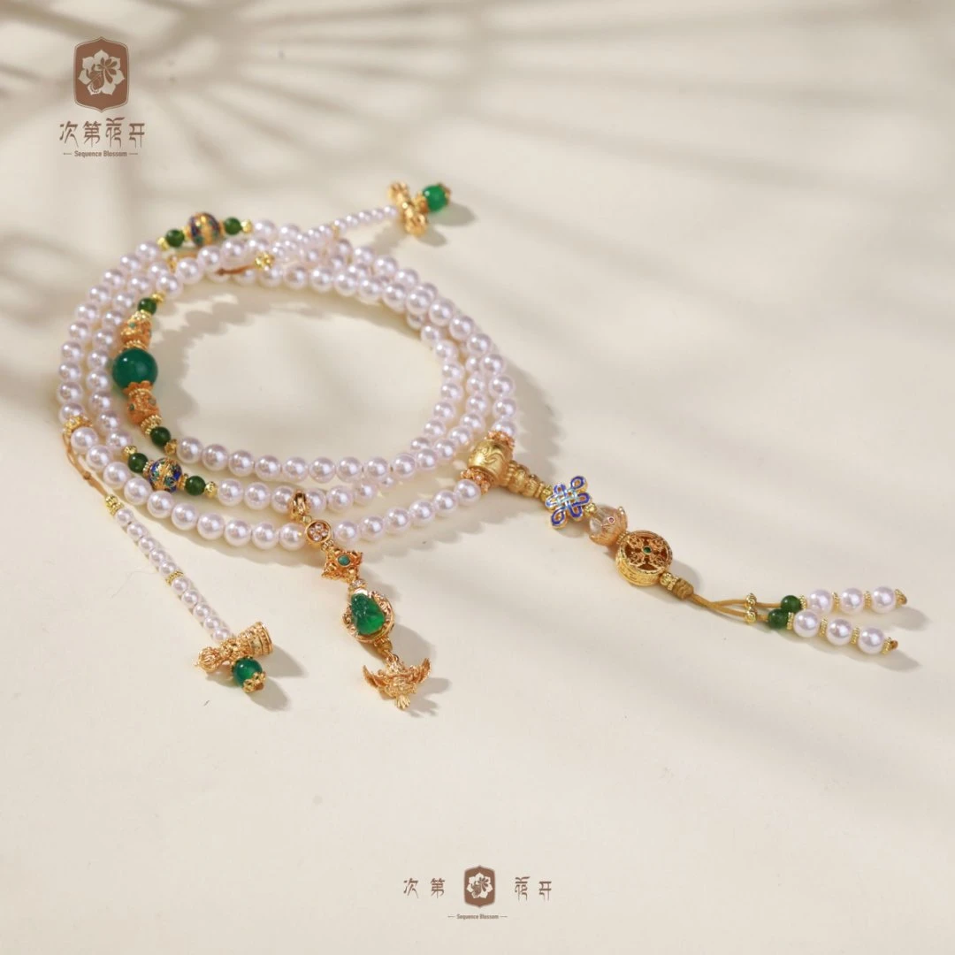 铜合金琉璃项链 铜合金  琉璃 延禧呈祥 念珠 项链