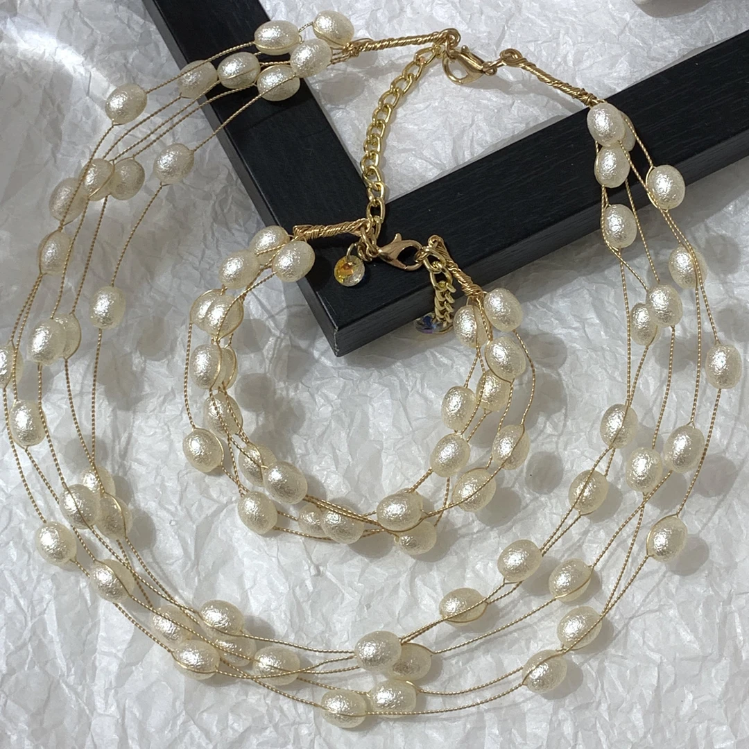 钛钢项链 LARVINA白色金色原创项链颈链套装