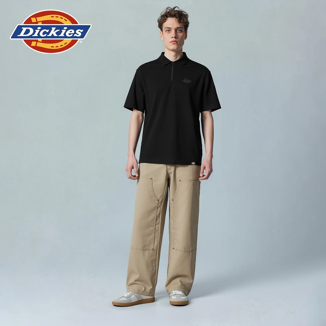 Dickies25秋冬新款情侣3D贴花毛边logo徽章Polo衫宽松T恤DK0A88BV