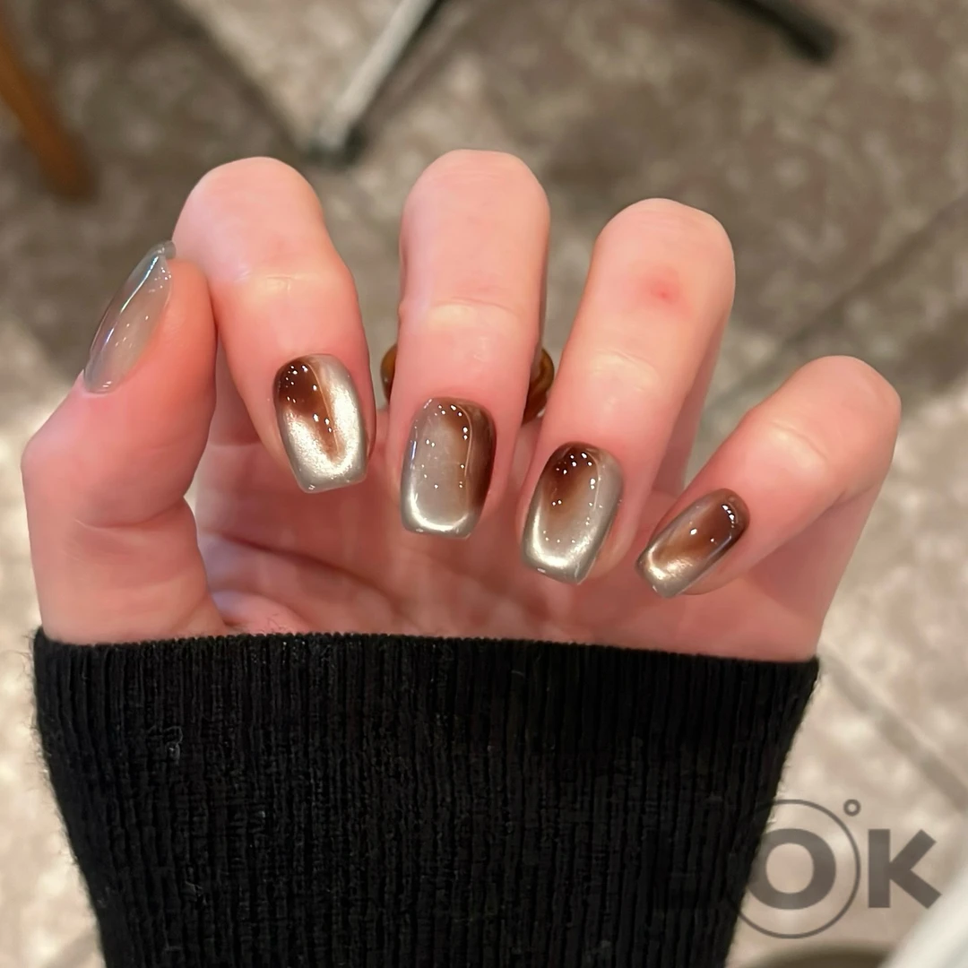 洛克奈儿『淋漓』冰透猫眼晕染 纯手工穿戴甲ins简约小众高级穿戴式