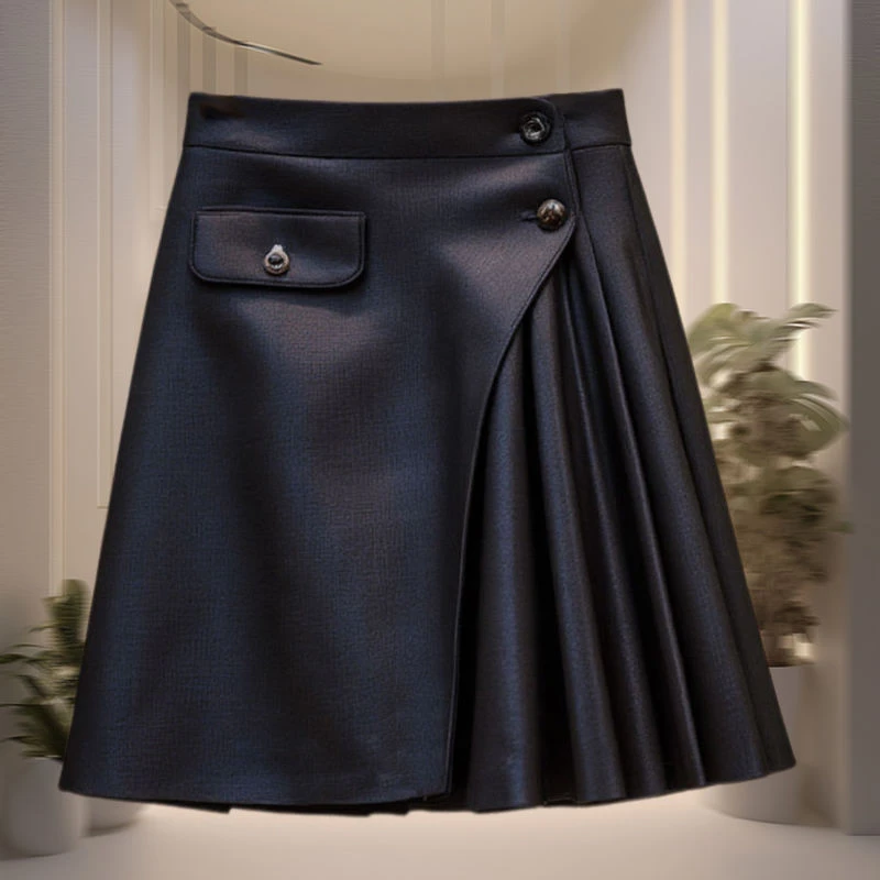 韩版气质时尚拼接百褶裙子2025春夏新款职业名媛风高档轻奢半身裙