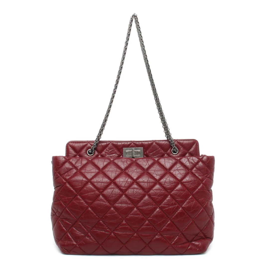 95新 Chanel/香奈儿 2.55系列链条托特包经典红色复古银链