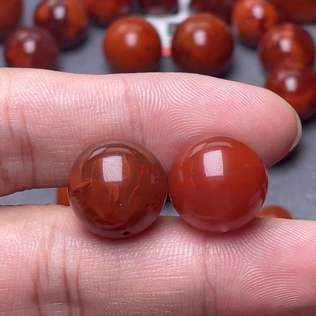 愚***人南红玛瑙未镶嵌南红玉石15.6mm瓦西火焰纹单珠