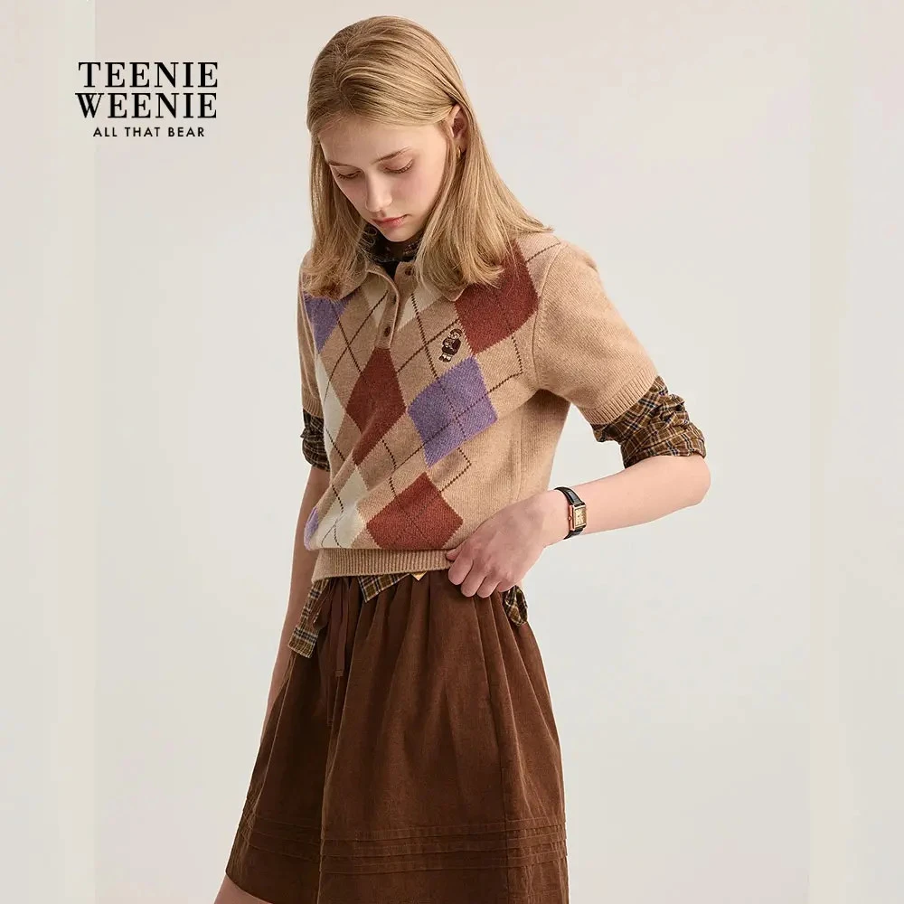 *TeenieWeenie小熊女装毛针织衫25秋季新休闲翻领套衫TTKW254902P