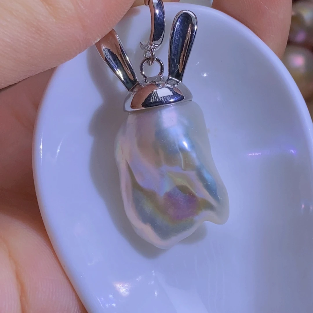 银S925镶嵌淡水珍珠微瑕