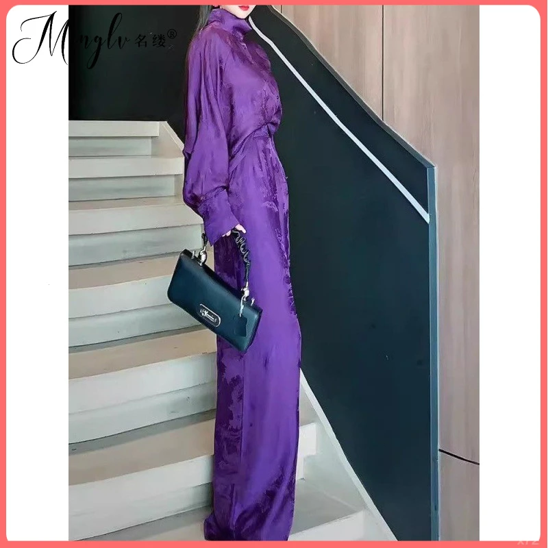 轻熟御姐范2025秋冬新款盐系小个子干练气质女装小香紫色两件套装