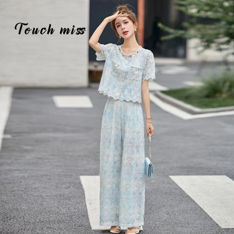 TOUCH MISS夏天巨好看的阔腿裤套装女2025夏季爆款高级感显瘦休闲