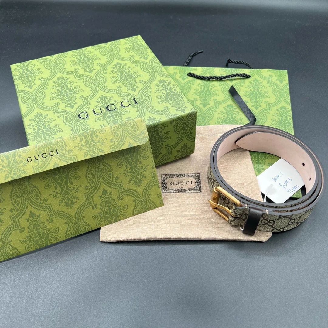 未使用 GUCCI/古驰 jp79 老花金扣腰带 95cm 018796