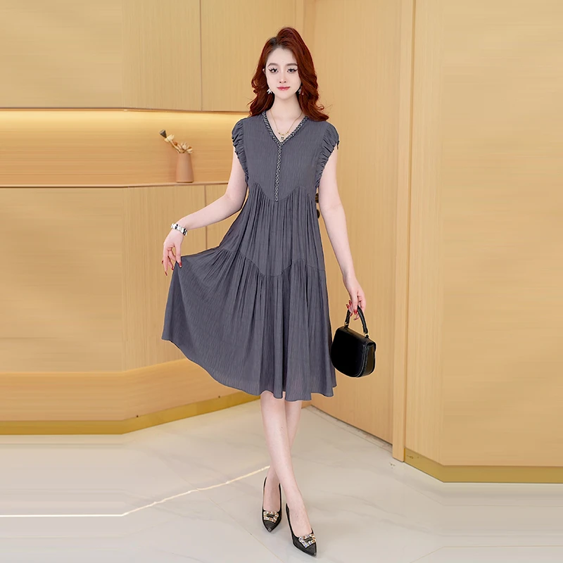 【连衣裙】夏季新款时尚修身法式洋气气质显瘦减龄宽松连衣裙