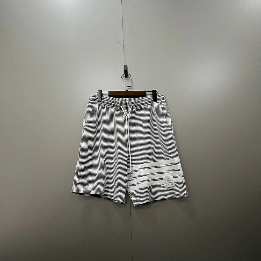 95新 THOMBROWNE 灰色条纹印花抽绳短裤 3码/8580/