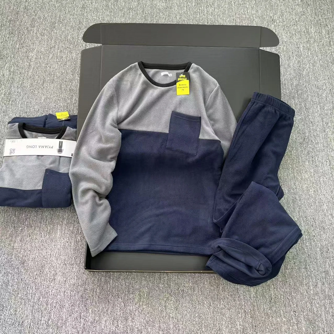 法单牛货 家居两件套 男士秋冬加绒保暖家居服套装