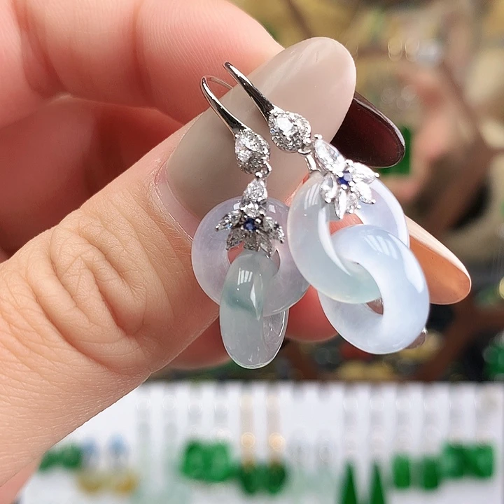 翡翠18K金镶嵌耳饰耳饰