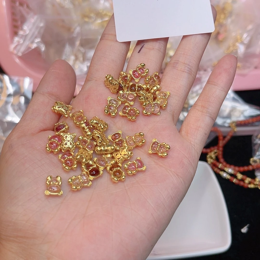 碧玺珠宝半成品银S925镀金镶嵌217