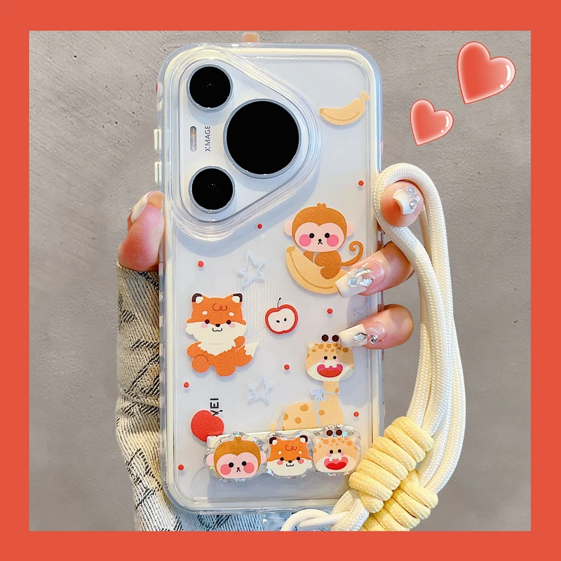 适用华为pura70pro手机壳70Ultra卡通p60小动物折叠支架mate70pro