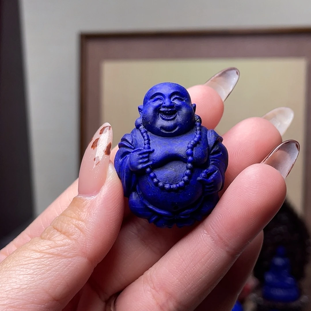 青金石未镶嵌弥勒佛雕刻