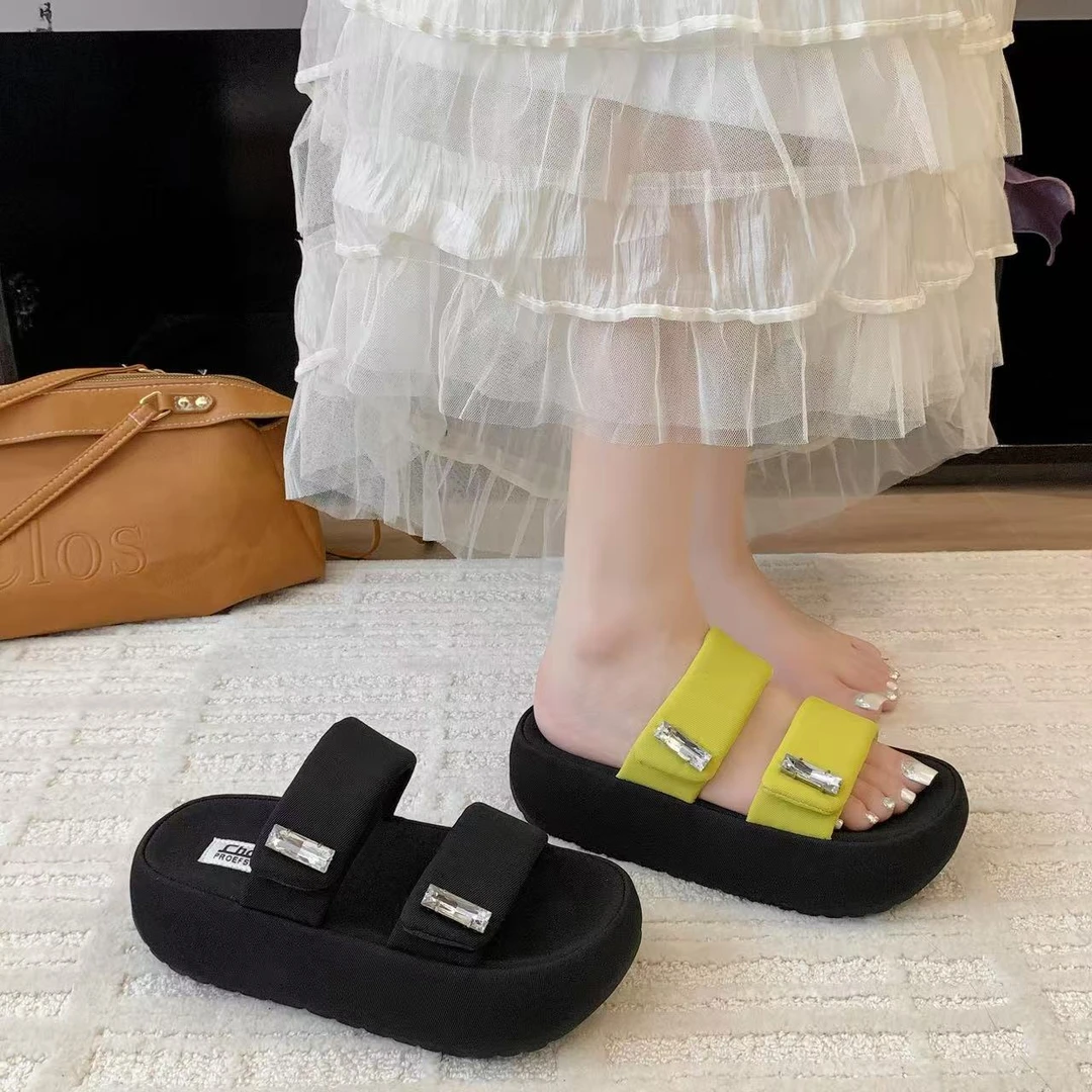 魔术贴增高凉鞋拖鞋女夏季外穿松糕厚底套趾凉鞋1886