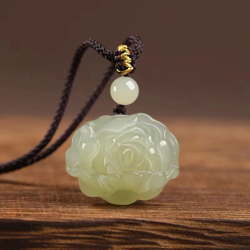 天然和田玉玫瑰花女款花开富贵气质百搭款挂坠吊坠古风多样性发货