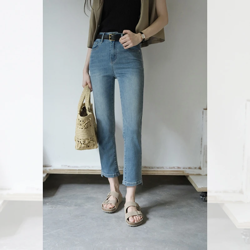 于momo【云朵棉8分裤】夏季休闲长裤女时尚精致牛仔裤QK232023