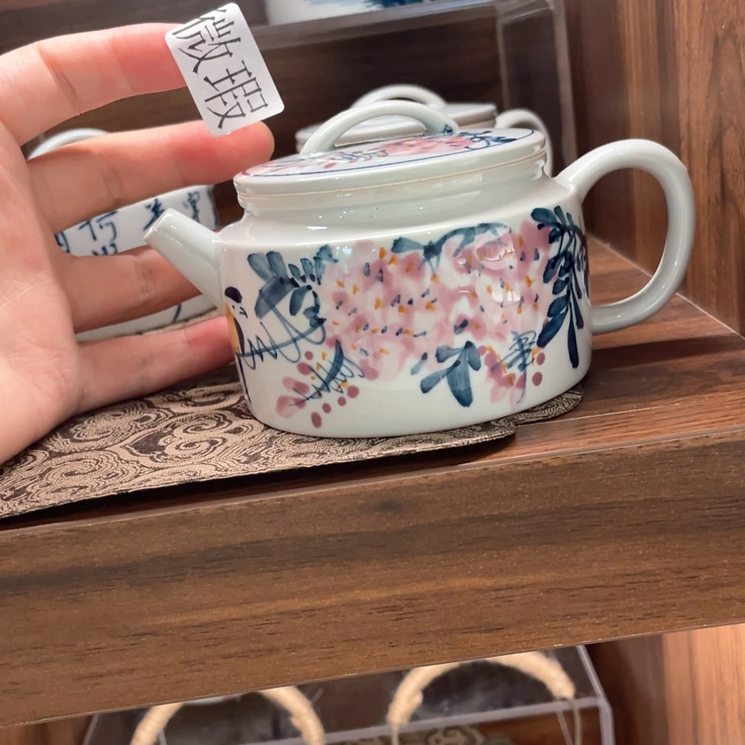 釉下手绘茶具微瑕