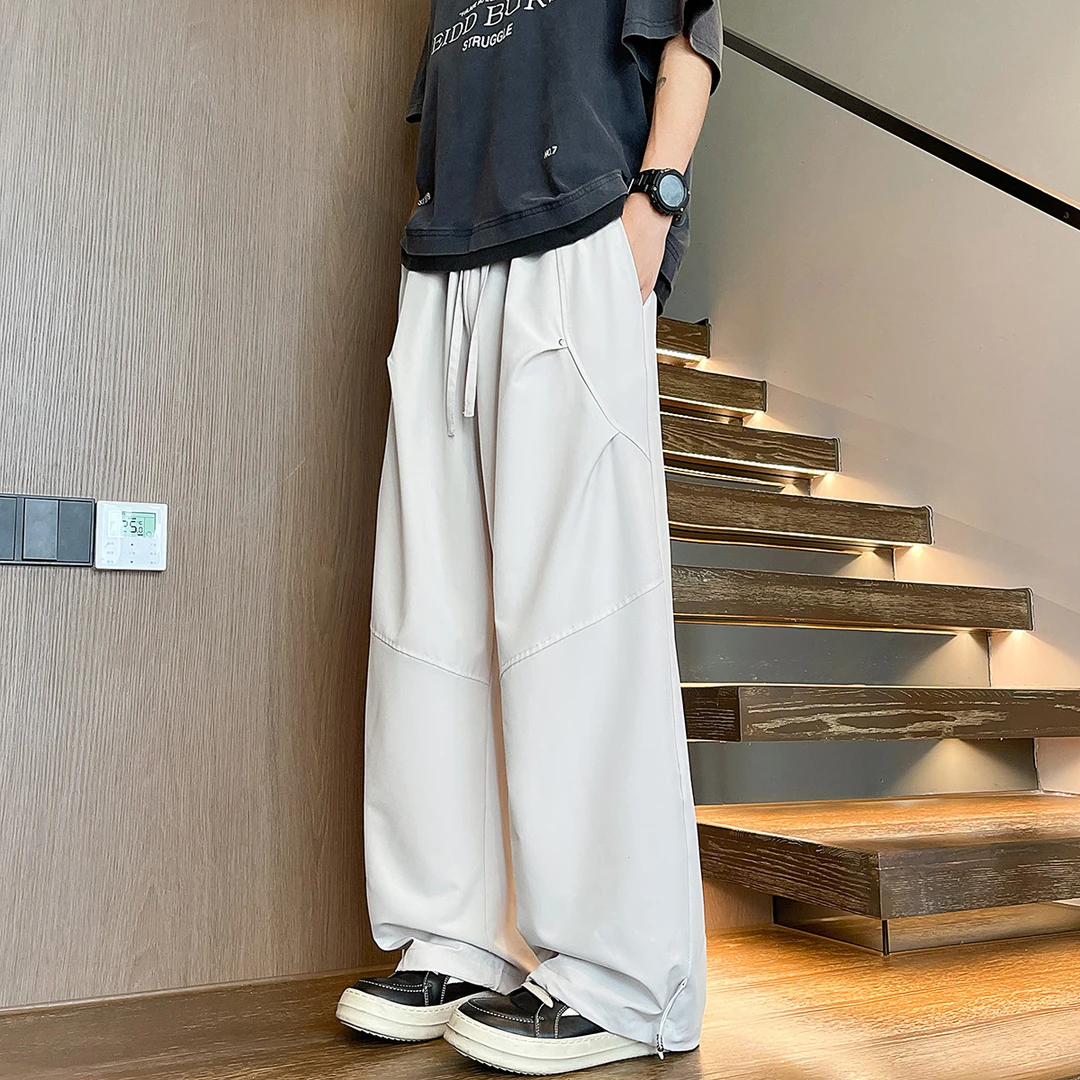 冰丝休闲裤子男士薄款夏季爆款宽松直筒垂感美式高街运动阔腿长裤