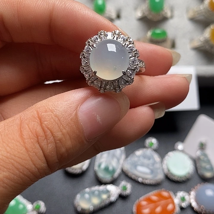 翡翠银S925镶嵌戒指