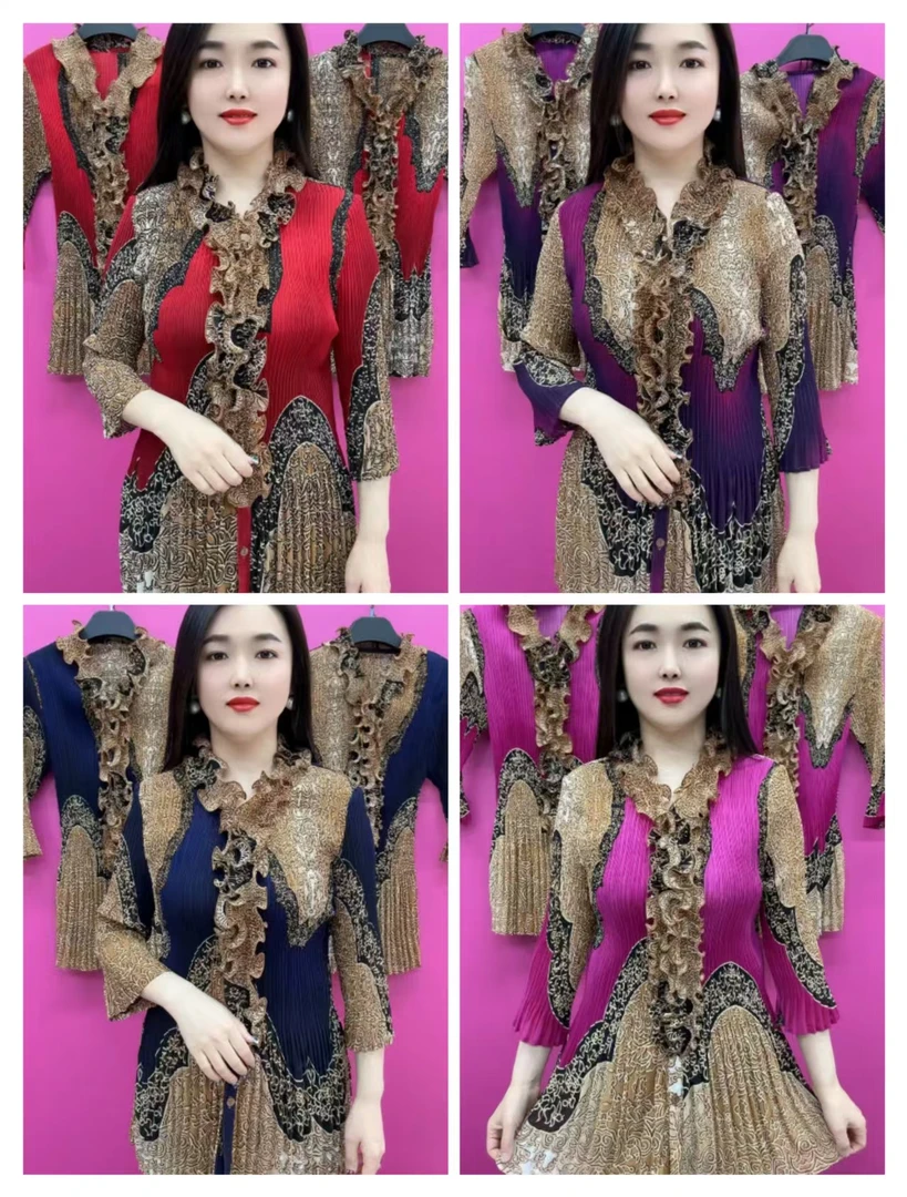 K33-613款褶皱菲子领衫