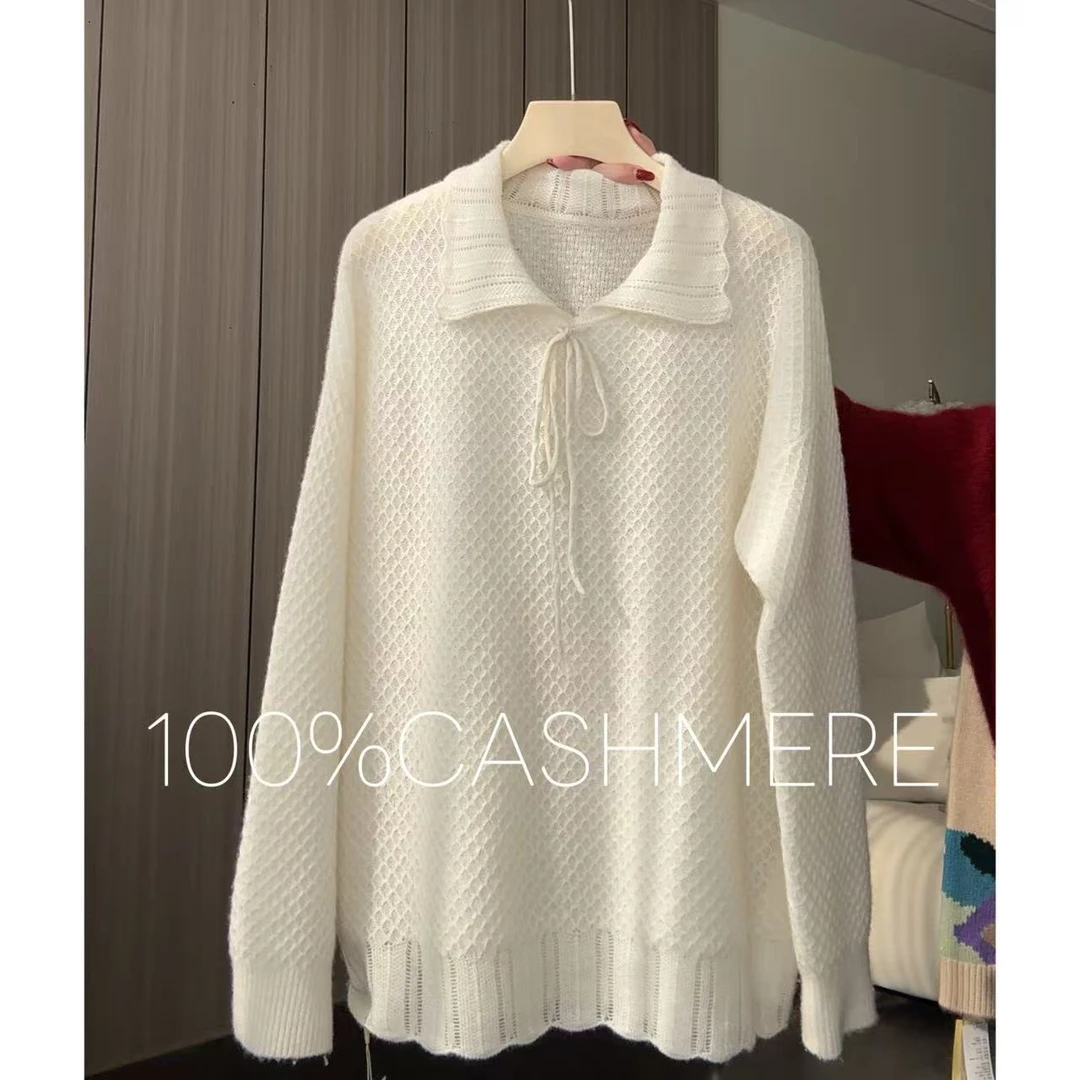 【百分百山羊绒】250562秋冬重工娃娃领款华夫格纹理款羊绒衫