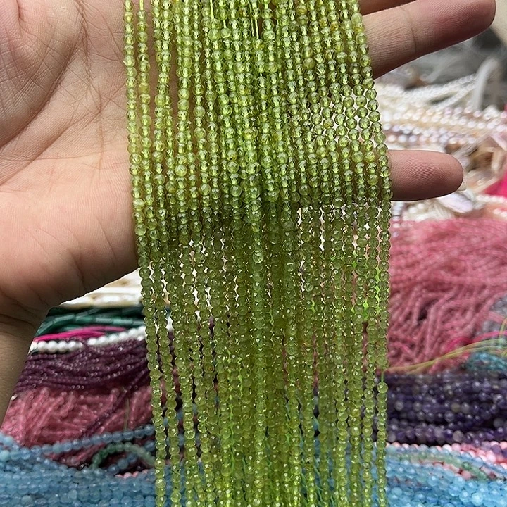 未镶嵌玛瑙/玉髓珠宝半成品一条3mm橄榄石刻面