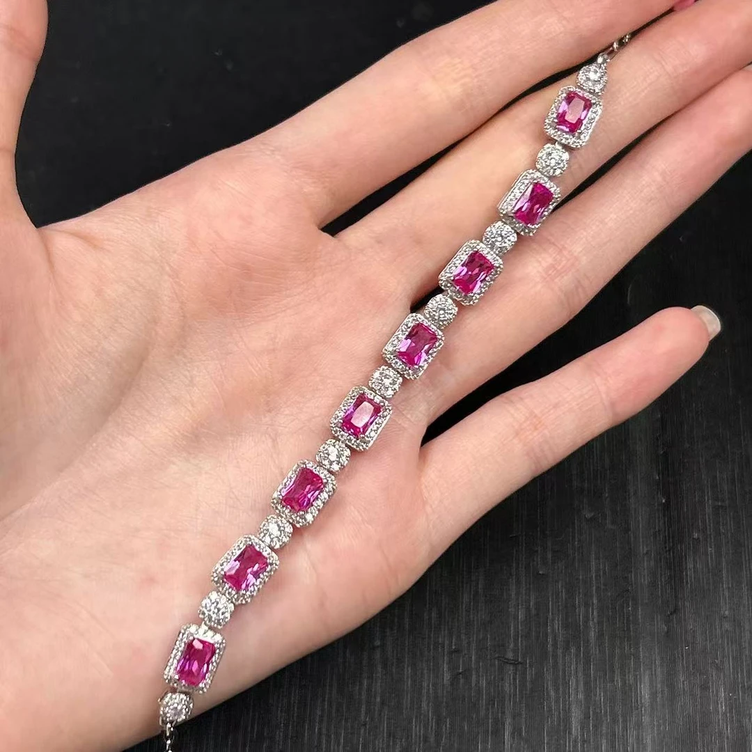 阿鲁沙-高贵典雅粉蓝宝-精工合金培育吊坠配链739