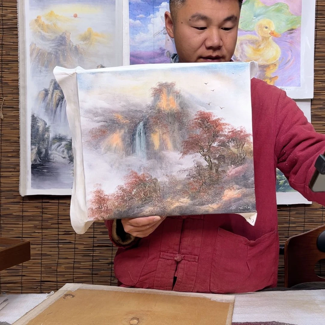 油画行路人小院绘画作品竞拍