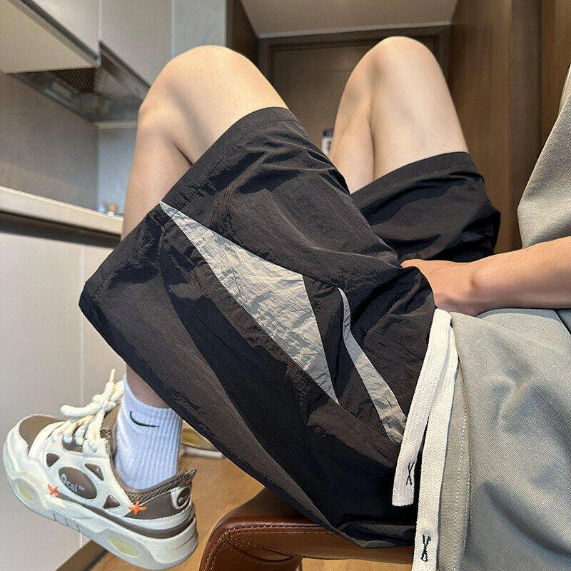 夏季休闲短裤男潮牌冰丝透气速干薄款宽松炸街运动跑步沙滩五分裤