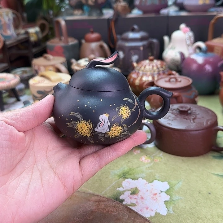 紫砂茶壶桂花兔150c