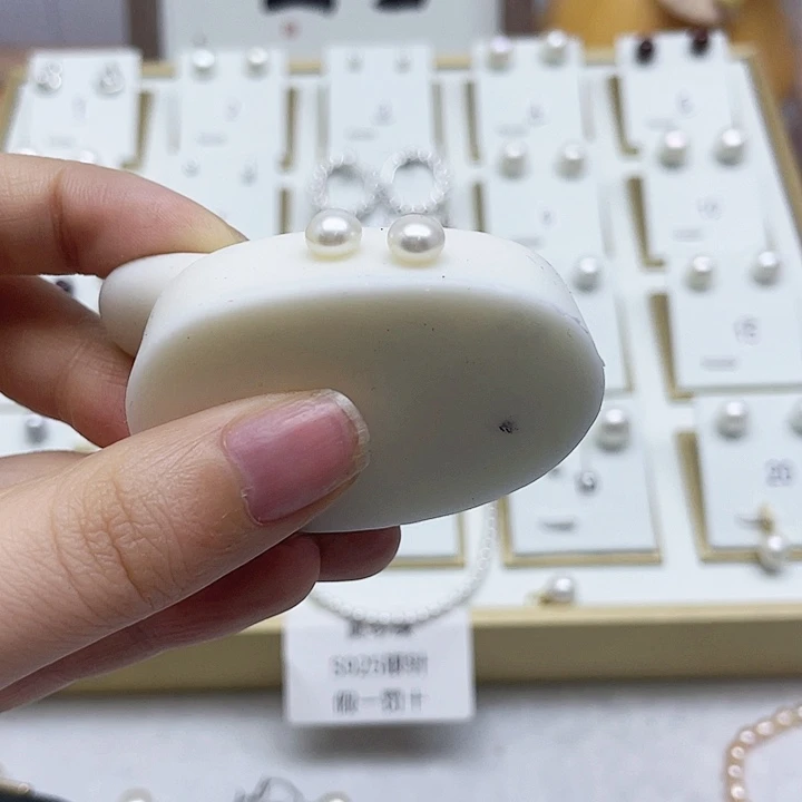 淡水珍珠耳饰银S925镶嵌文*