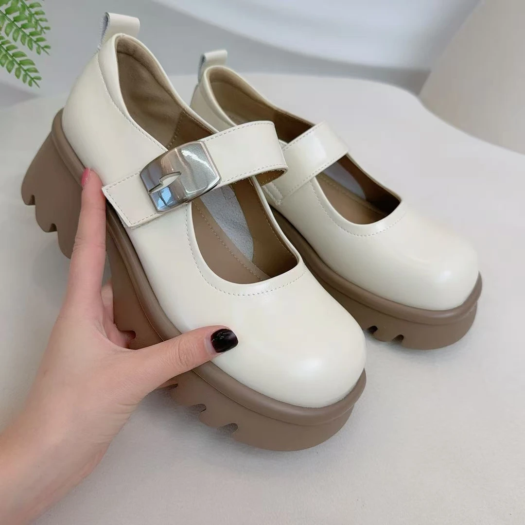 Ww235203厚底女鞋春季新款甜美J时尚舒适潮流简约气质玛丽珍鞋