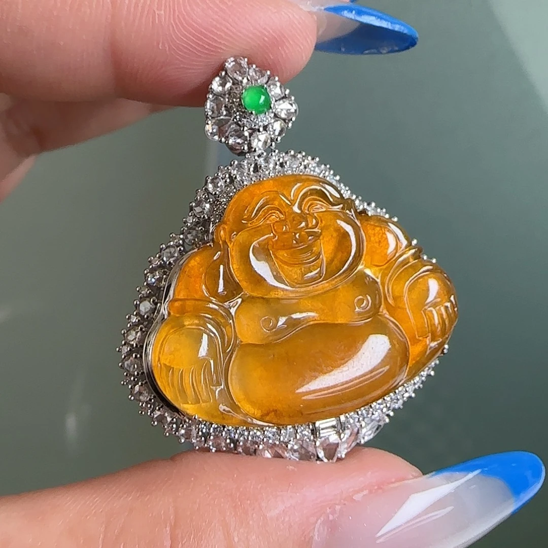 南***°翡翠18K金镶嵌颈饰天然翡翠