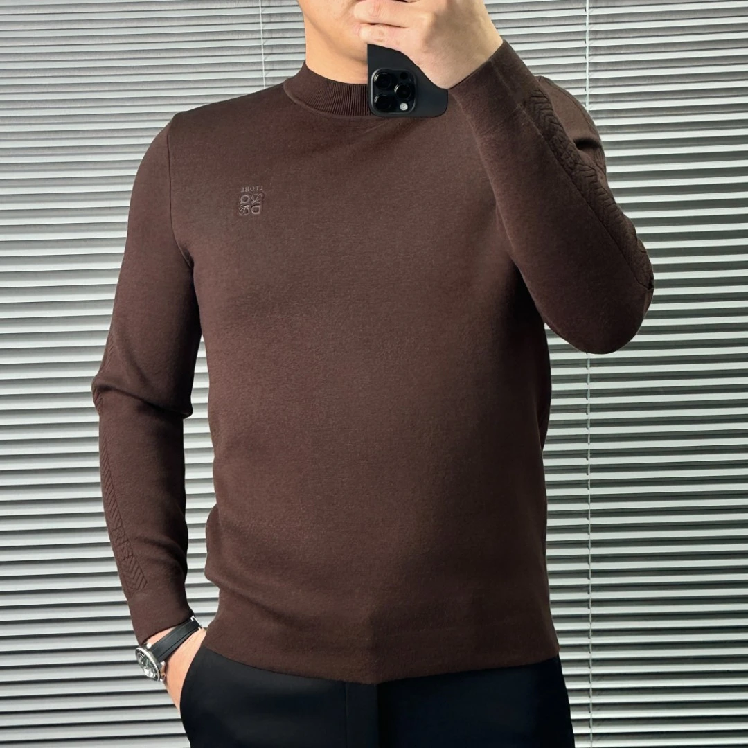 【巴尔赫】2024冬季加厚男款长袖时尚休闲百搭圆领针织衫D93-1