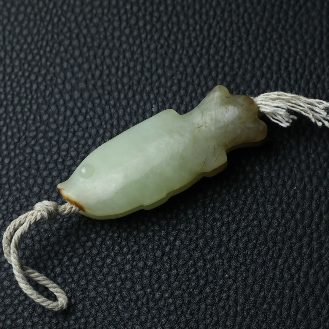 TCWWA07409清晚和田白玉双鱼勒子