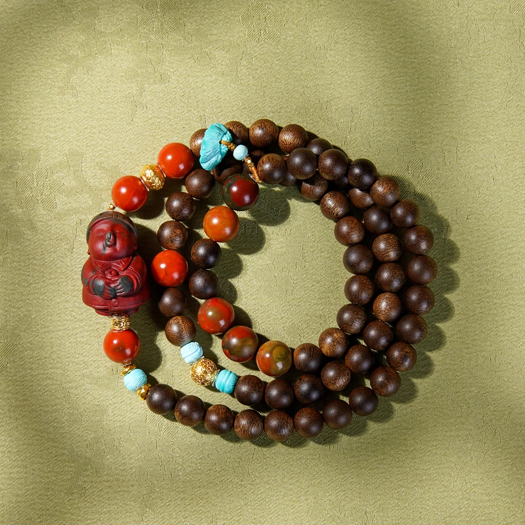 沉香沉水白奇楠0.8DIY绿松足金包浆南红嘟嘟沉香手串/CX00526