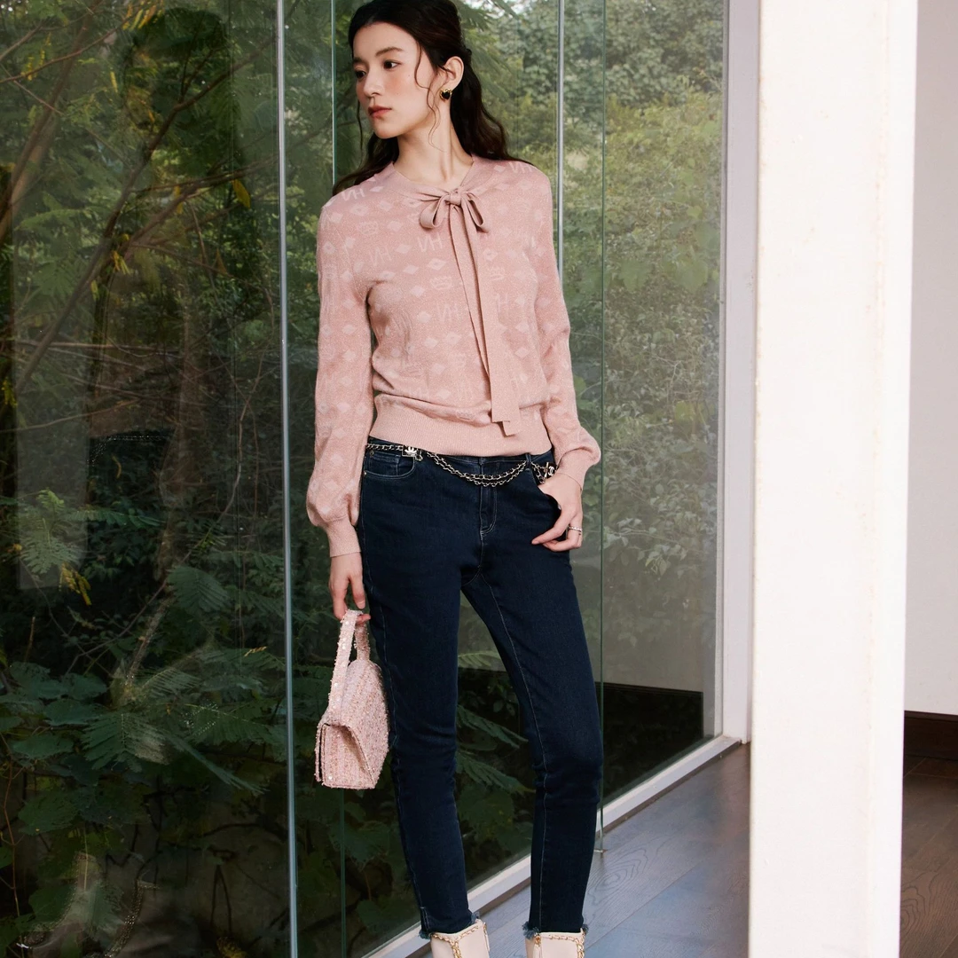 【籽言专属】她翼冬季时尚百搭牛仔裤女士蓝色DN4204354969