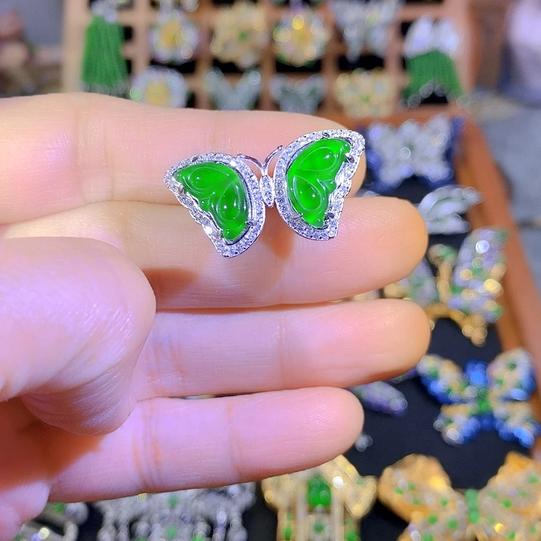 银S925镶嵌把件翡翠