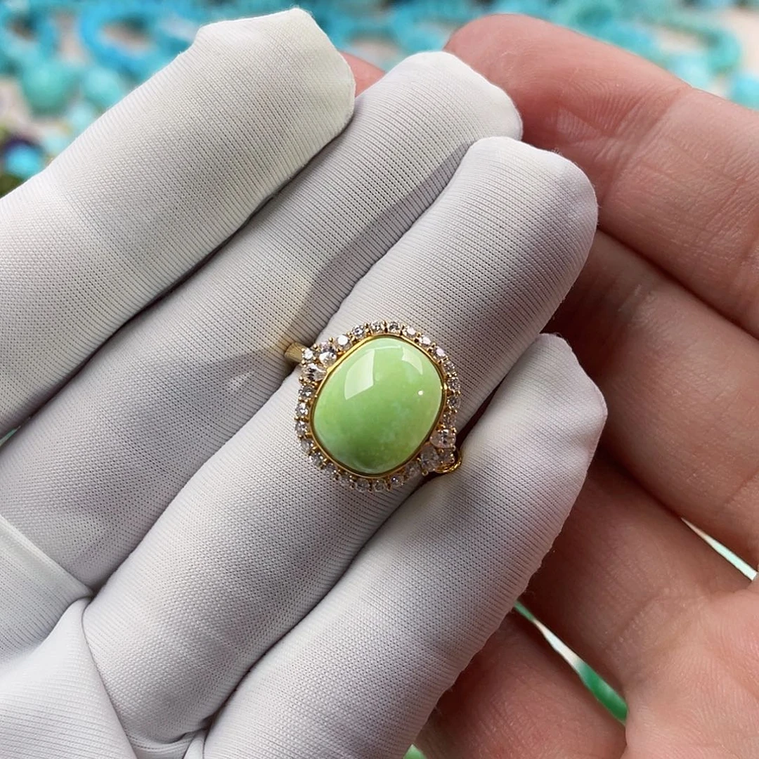 绿松石珠宝奇石18K金镶嵌